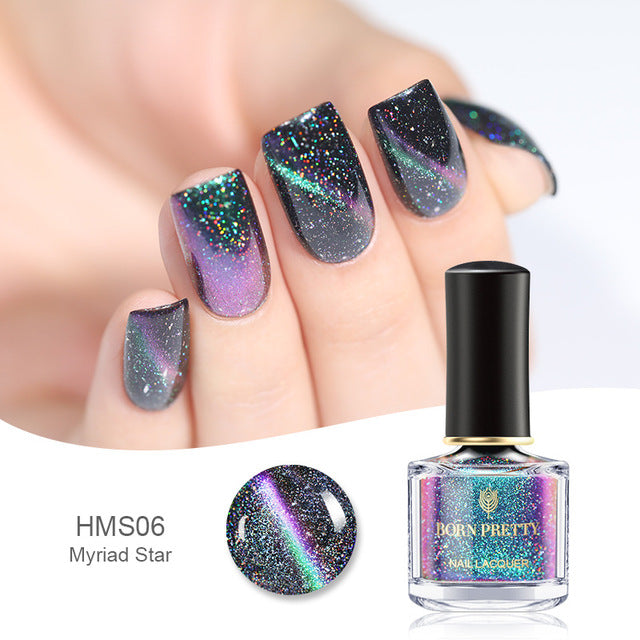 BORN PRETTY Holographic Cat Eye Magnetic Nail Polish