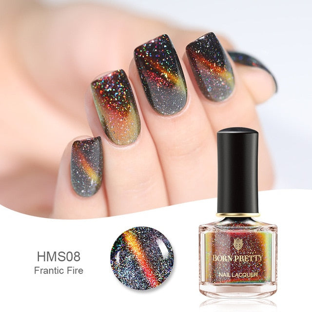 BORN PRETTY Holographic Cat Eye Magnetic Nail Polish
