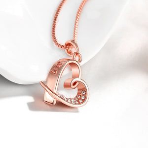 Heart And Crystals Rose Gold Necklace