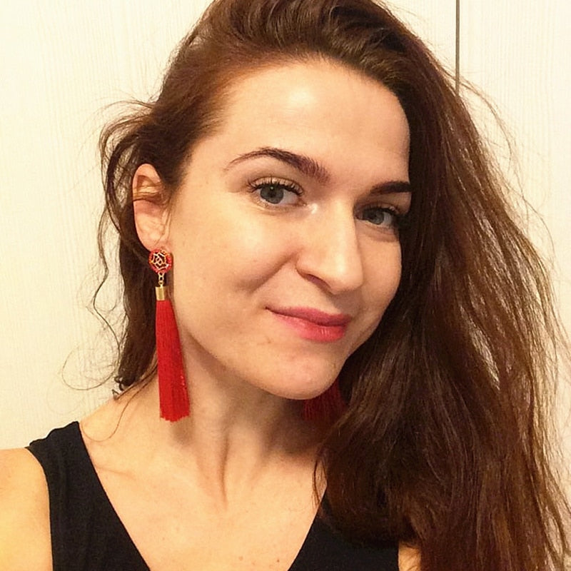 Crystal Tassel Boho Earrings