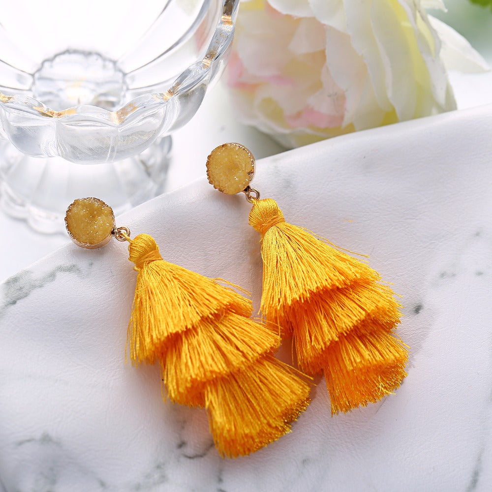 Druzy Tassel Earrings