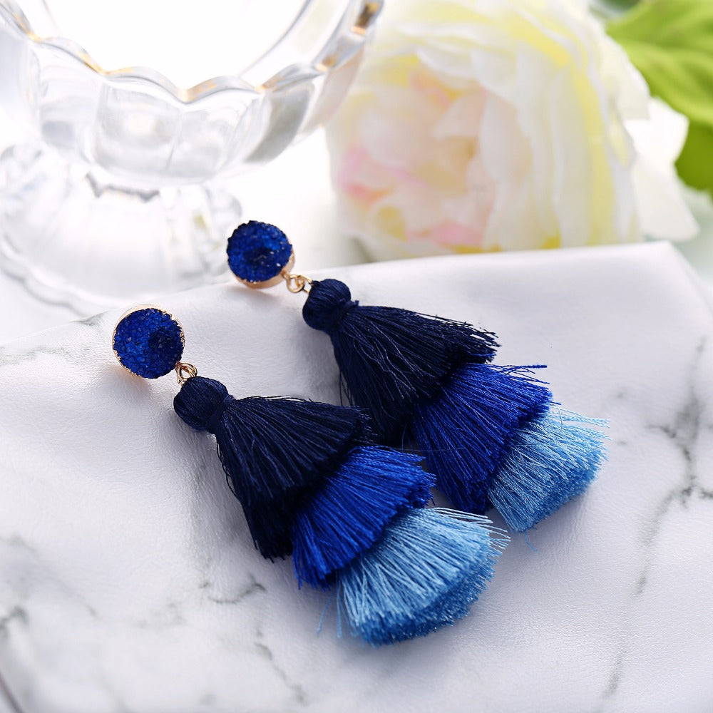 Druzy Tassel Earrings
