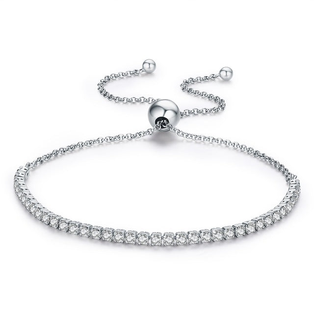 BAMOER Sterling Silver Adjustable 1/2 Tennis Bracelet
