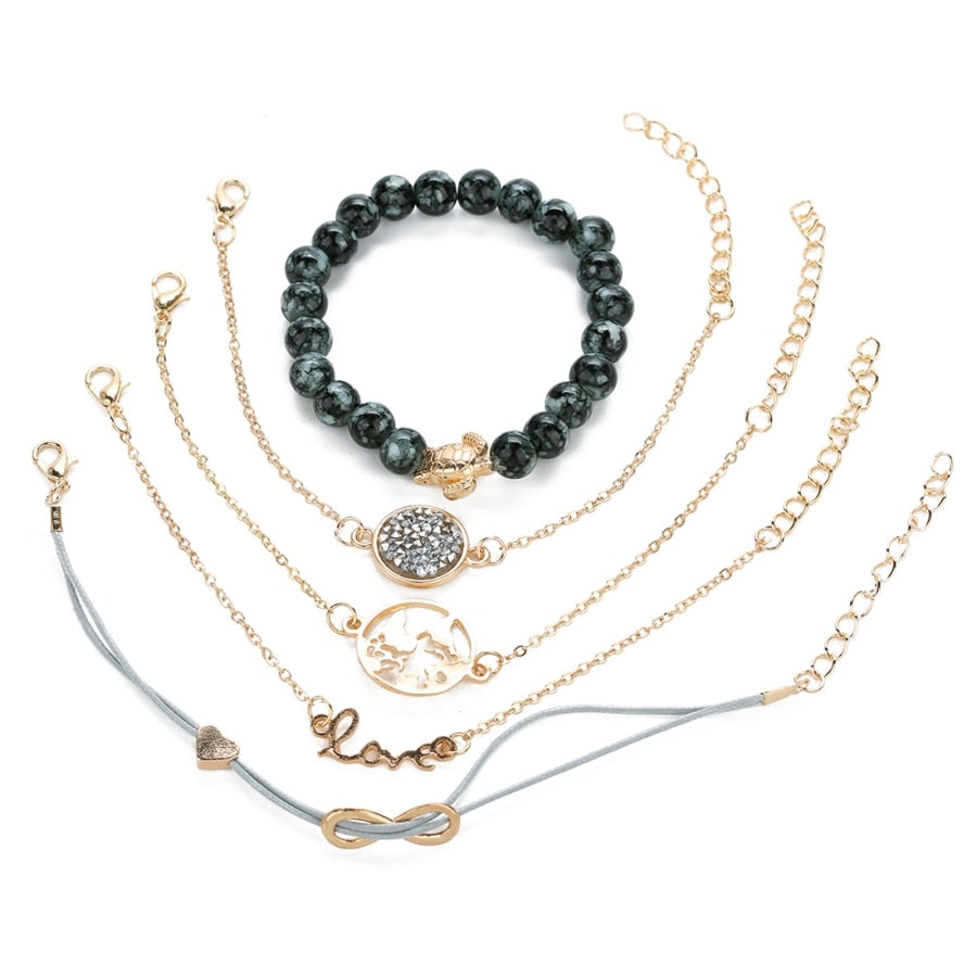 Eternal Life Sea Turtle Bracelet Set