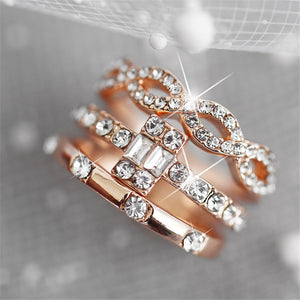 3 Pc. Gold Crystal Ring Set