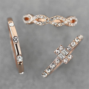 3 Pc. Gold Crystal Ring Set