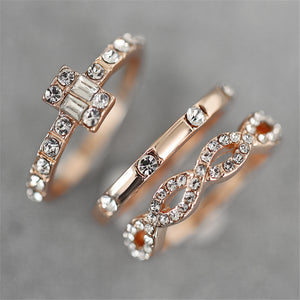 3 Pc. Gold Crystal Ring Set