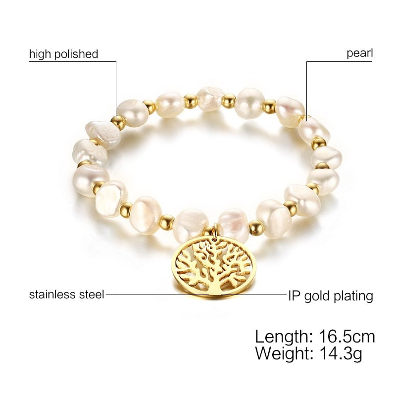 Fresh Water Pearl Tree of Life Bracelet