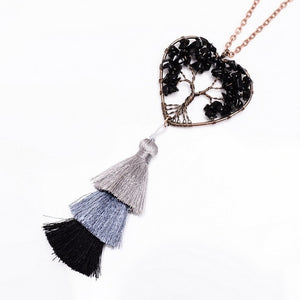 Tree of Life Natural Stone Tassel Necklace