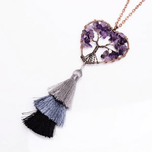 Tree of Life Natural Stone Tassel Necklace