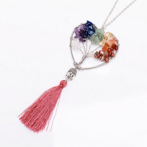 Tree of Life Natural Stone Tassel Necklace